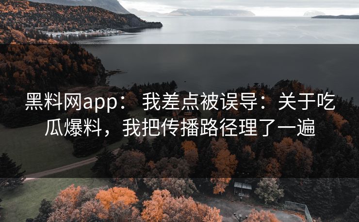 黑料网app： 我差点被误导：关于吃瓜爆料，我把传播路径理了一遍